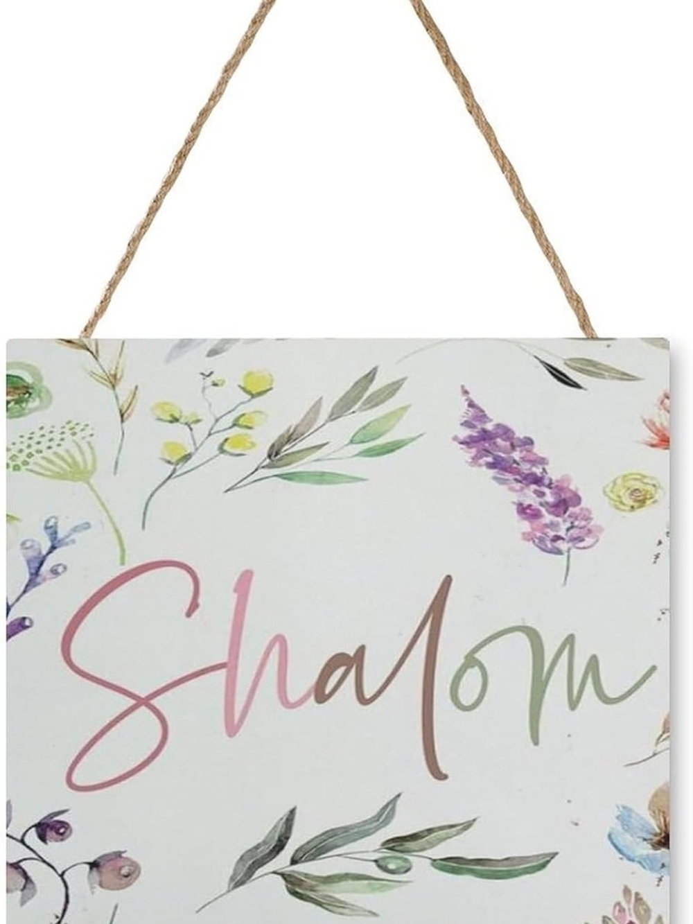 Shalom Floral Hanging Sign - Pastel Pink, Green, Purple